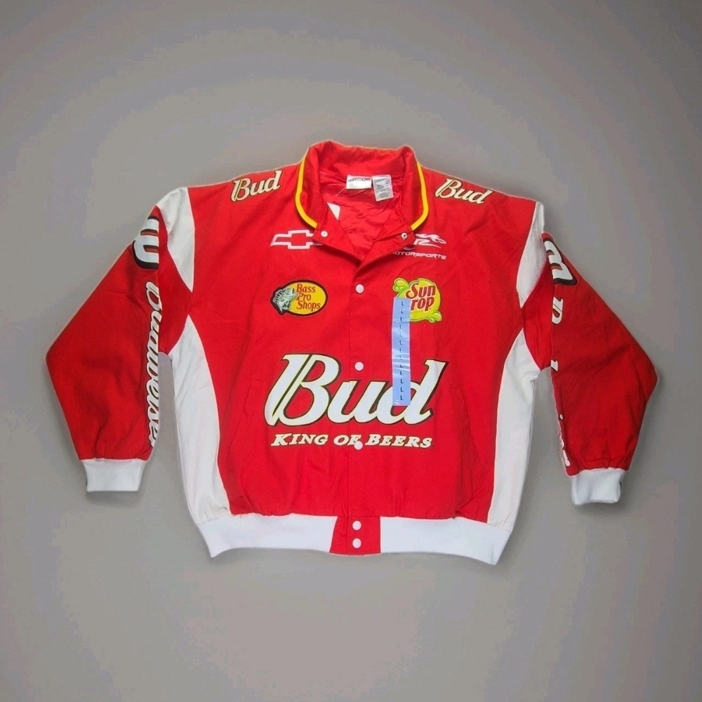 Budweiser Dale Earnhardt Womens Racing Jacket - Red and White Size L